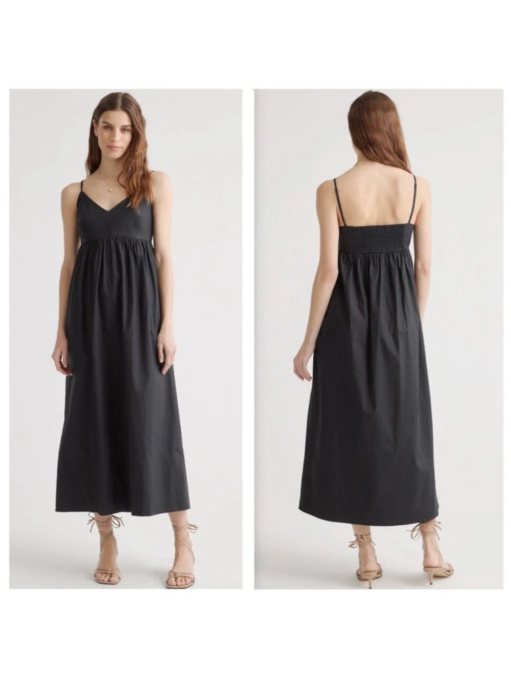 Quince  Black Organic Cotton Sleeveless Maxi Dress M . See description